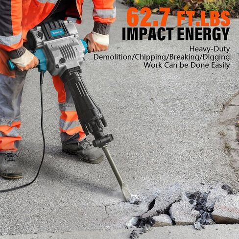Berserker 2100W 50-Pound Demolition Jack Hammer with 1-3/16" Hex, 17-Amp Corded Electric Heavy Duty Demo Chipping Hammer Concrete/Pavement Breaker with Carrying Case Flat Chisel Bull Point Chisel in Kuwait