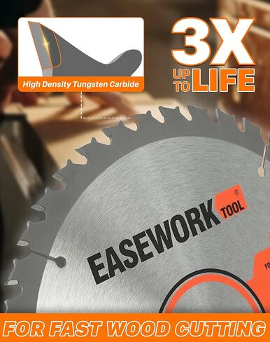 أداة EASEWORK TOOL مقاس 7-1/4 بوصة 24T + 40T + 60T مجموعة شفرات منشار دائري متعددة الاستخدامات، مائلة من كربيد التنجستن، طحن ATAF، تجويف 5/8 بوصة مع ضربة قاضية ماسية in Kuwait