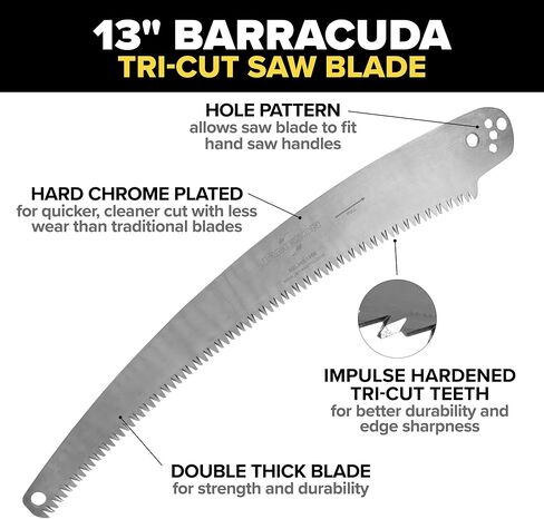 Jameson 13 in. Barracuda™ Tri-Cut Saw Blade with Universal Adapter (SB-UC) - Hard Chrome Plated, Long-Lasting, Fits Any Universal Head Hot Stick in Kuwait