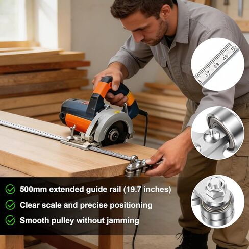Positioning Calipers for Circular Saw Guide Rail, 20" Stainless Steel Rip Cut Circular Saw Guide for Precise Measurements & Easy Wood Cutting, Adjustable Positioning Calipers for Furniture Making in Kuwait