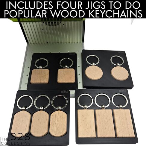 Keychain Jig 4-Pack for xTool F1 / F1 Lite / F2 - تركيبات محاذاة سلسلة المفاتيح الخشبية للنقش بالليزر - الفراغات المربعة والمستديرة والبيضاوية والمستطيلة in Kuwait
