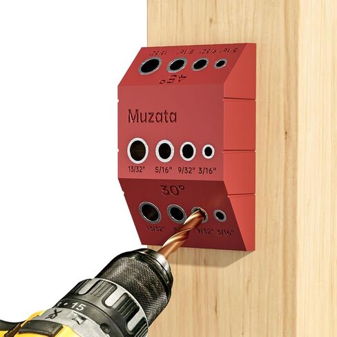 Muzata Upgraded Multi Angle Drill Guide Jig 30 45 90 Degree Portable Drilling Template 4 Sizes for Horizontal Angle Wood Post Stairs Handrails 3/16 1/8 Cable Railing Hardware Kit Tool CT24 in Kuwait