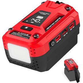 شاحن USB للبطارية متوافق مع بطارية Dewalt 20V، محول بديل للشاحن السريع بقدرة 140 وات، يتميز بمنفذين PD3.1 USB-C، ومنفذ QC18W USB-A، و700LM LED للتخييم في موقع العمل في الهواء الطلق (المحول فقط) in Kuwait