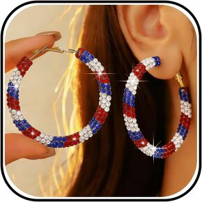 Rhinestone Hoop Earrings for Women Big Hoop Earrings Large Sparkling Hoops Statement Jewelry for Women in Kuwait