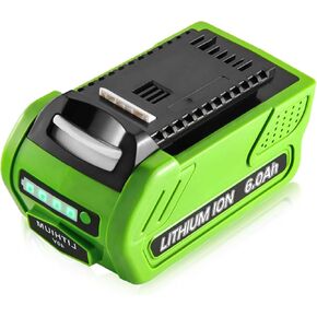 Reoben 6000mAh 40V Lithium Battery Replacement for GreenWorks 40V Battery Compatible with GreenWorks G-MAX 40V 29472 29462 2901319 24282 24252 21332 25322 20672(Green-1P) in Kuwait