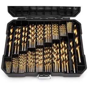 230 Pcs Drill Bit Set, 135°Tip High Speed Steel, Titanium Coated Drill Bit Set, Titanium Twist Drill Bit Set for Wood, Aluminum Alloy, Metal, Plastic with Storage Case, 3/64"-1/2" in Kuwait