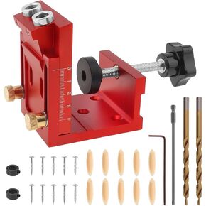 Pocket Hole Jig Kit, Adjustable 15° Angled Drill Guide with Screws & Allen Wrench, Aluminum Alloy Woodworking Jig Pocket Hole System for Precise Joints, Portable Drill Guide Set in Saudi Arabia
