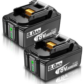 Nonbliep 2Pack 8.0Ah BL1860B 18 Volt Battery Replace for Makita 18V Battery BL1815 BL1860B BL1860 BL1820 BL1830B BL1840B BL1850B BL1815 Compatible with All Makita 18V LXT® Power Tools in Kuwait