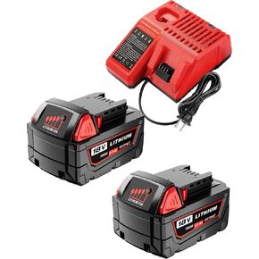 2Pack 18V 8.0Ah Replacement for Milwaukee M-18 Battery and Charger Combo Compatible with Milwaukee 18 Volt Lithium-Ion Batteries 48-11-1850 48-11-1860 48-11-1880 48-11-1882 Cordless Power Tools in Kuwait
