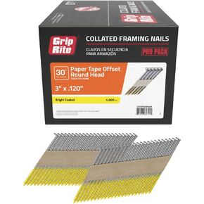 Grip-Rite 3 بوصة × 0.120 بوصة أظافر ساق ناعمة لامعة 30 درجة (4000 لكل عبوة) in Kuwait