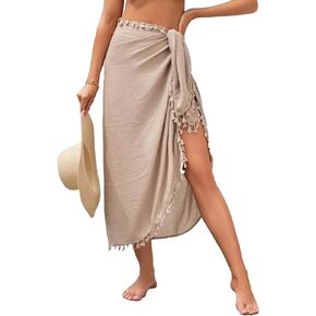 SHENHE Women's Sarong Coverups Pareo Tassel Bathing Suit Wrap Skirt Beach Cover Up Long Skirt in Saudi Arabia