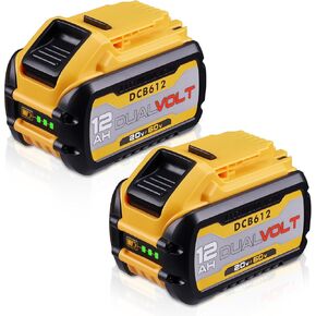 2 Pack Upgraded High Capacity 12.0Ah fle xv OLT 20V/60V MAX Lithium-Ion Battery Replacement for DW DCB606 DCB609 DCB612 Compatible with 20V/60V Cordless Power Tools and Chargers in Kuwait