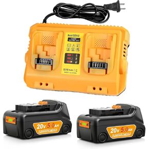 Lenoya Upgraded 5.0Ah 20V Max Battery with DCB102 Dual Charger Replacement for Dewalt 20V Battery Charger Combo in Saudi Arabia