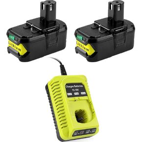 2 حزمة بطارية بديلة 8.0 أمبير 18 فولت لبطارية Ryobi 18 فولت ومجموعة شاحن P117 متوافقة مع أدوات الطاقة اللاسلكية Ryobi ONE+ P102 P103 P104 P105 P107 P108 P109 P122 in Kuwait
