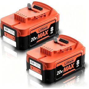 【NEW VERSION】2Pack 8.0Ah Replacement for Dewalt 20V Lithium Battery with LCD Screen, Compatible with Dewalt 20 Volt Battery Max DCB200 DCB201 DCB203 DCB204 DCB205, Support PD bidirectional Output 65W in Kuwait