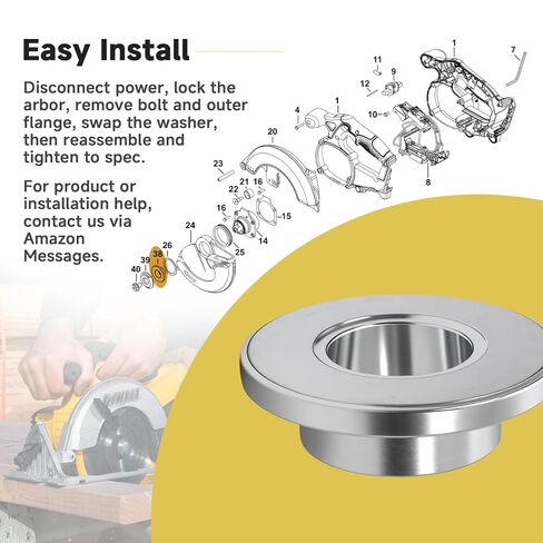 2 حزمة 65010900 650109-00 غسالة المشبك الداخلي، متوافقة مع سلسلة DeWALT DC300 DC310 DC390 وDCS391 DCS392 DCS393 DCS565B مناشير دائرية، استبدال غسالة أربور بمشبك الشفرة in Kuwait