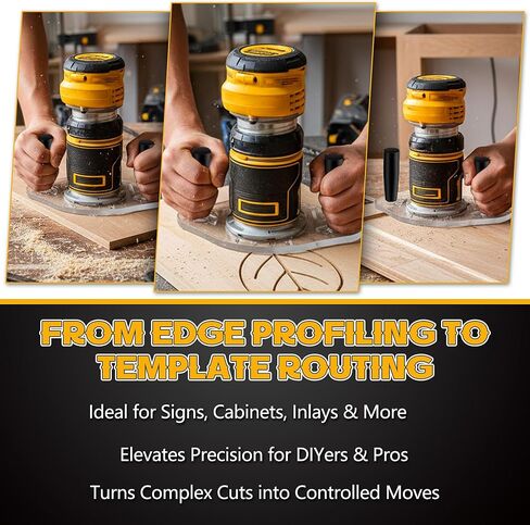 لوحة قاعدة جهاز توجيه بمقابض مزدوجة، قاعدة جهاز توجيه متوافقة مع DeWalt DWP611 وDCW600B، أكريليك سميك 3/8 بوصة لبطانات التوجيه القياسية، ثبات معزز للأعمال الخشبية، 6 بوصة × 10 بوصة in Kuwait
