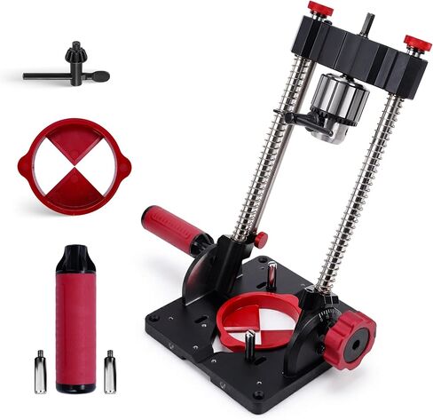1348 Drill Mate PRO دليل الحفر المحمول عالي التحمل، ظرف بمفتاح 1/2 بوصة، زاوية حفر دقيقة بزاوية 0–60 درجة قابلة للتعديل للثقوب المستقيمة والزاوية، ملحق مكبس الحفر بقاعدة V-Groove in Kuwait