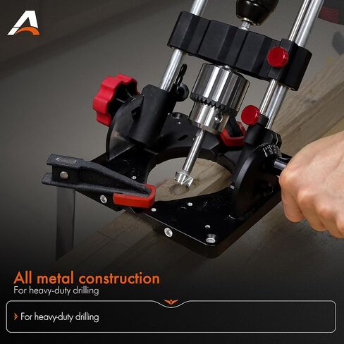 1348 Drill Mate PRO دليل الحفر المحمول عالي التحمل، ظرف بمفتاح 1/2 بوصة، زاوية حفر دقيقة بزاوية 0–60 درجة قابلة للتعديل للثقوب المستقيمة والزاوية، ملحق مكبس الحفر بقاعدة V-Groove in Kuwait