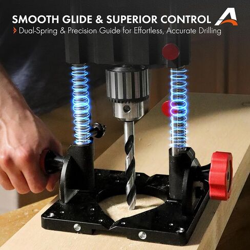 1348 Drill Mate PRO دليل الحفر المحمول عالي التحمل، ظرف بمفتاح 1/2 بوصة، زاوية حفر دقيقة بزاوية 0–60 درجة قابلة للتعديل للثقوب المستقيمة والزاوية، ملحق مكبس الحفر بقاعدة V-Groove in Kuwait