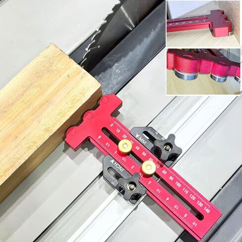 Thin Rip Jig Table Saw Jig Guide,Making Repetitive Narrow Strip Cuts 3 Pulleys Woodworking Tools, Fits for 3/8" X 3/4" T Slot,with Table Saw Band Saw Router Table (RED) in Kuwait