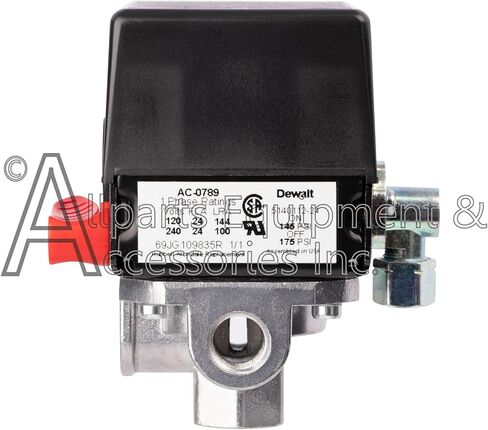 مفتاح ضغط AC-0789 4 منافذ 145-175 رطل لكل بوصة مربعة ثنائي القطب 120-240 فولت متوافق مع وحدات ضاغط الهواء بكابل Craftsman وDeVilbiss وPorter in Kuwait
