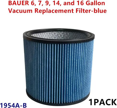 عبوة واحدة من خرطوشة استبدال Brikiwee 1954A-B فلتر HEPA للغبار الناعم متوافق مع مرشح BAUER 6 و7 و9 و14 و16 جالون - أزرق in Kuwait