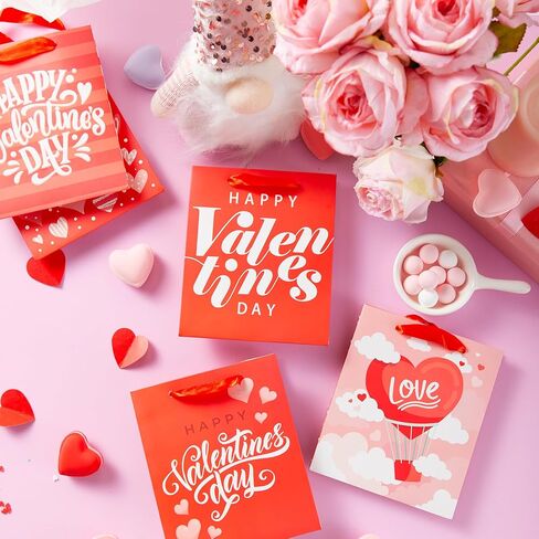 Joyin 12 PCS Valentine Day Paper Gift with with tissue ، paper wrapp kraft for funder funder giption goidty truction glup in Saudi Arabia