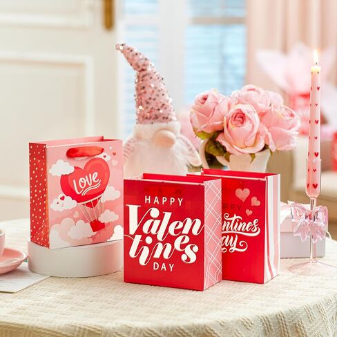 Joyin 12 PCS Valentine Day Paper Gift with with tissue ، paper wrapp kraft for funder funder giption goidty truction glup in Saudi Arabia