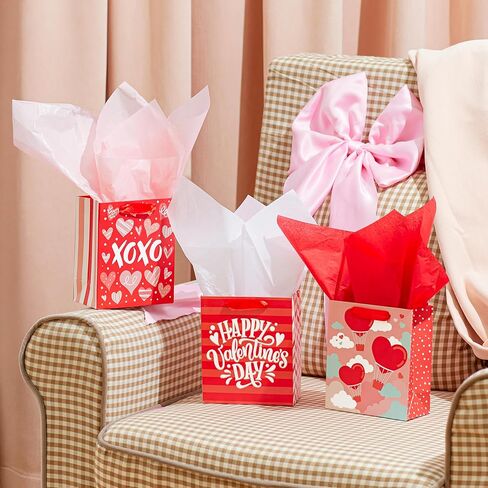 Joyin 12 PCS Valentine Day Paper Gift with with tissue ، paper wrapp kraft for funder funder giption goidty truction glup in Saudi Arabia