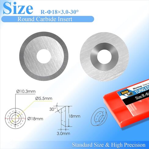 Asieg Tool 18x3.0mm-30° Round Carbide Inserts Cutters Knifes Indexable Replacement Blades with Screws Fits for Full Pro Size Popular DIY Wood Turning Finisher Hollower Lathe Tools 10pcs in Kuwait
