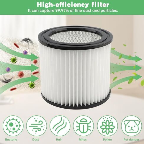 90398 Filters fit for Shop Vac, HEPA Vacuum Cleaner Replacement Filter Compatible with 90398/118692, 9039800,9039833, with 4 Foam Sleeve & 5 Pre-filter Bags, Fits Most 4 Gallon & less Wet/Dry Vacuums in Kuwait