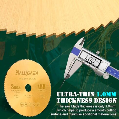 3 inch HSS Circular Saw Blade with 10mm Arbor, 1.0mm Kerf 100T Cutting Disc Mini Miter Cut Off Saw for Wood Plastic PVC Soft Metal Cut Off Tool, 3pieces,TiN Coated in Kuwait