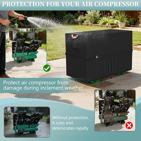 Air Compressor Cover for AG-S1002, Suitable for AG2-SM14 Series and Other Air Compressor Covers of the Same Size, Waterproof and Dustproof with Circular Buckle Strap, Black in Kuwait
