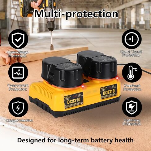شاحن بطارية DC9310 لبطاريات Dewalt 7.2V-18V Ni CD/Ni MH، محطة شحن مزدوجة المنفذ متوافقة مع DC9096 DC9098 DC9099 DW9072 DE9057 DW9061، استبدل DC9310 وDW9116 in Kuwait
