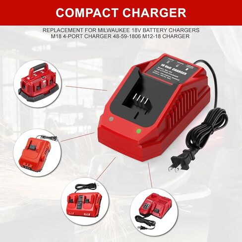 Powilling 18V Rapid Battery Charger Station for 48-11-1850 18V Charger Compatible with Milwaukee 18 Volt Lithium Battery(Not Made in Milwaukee) in Kuwait