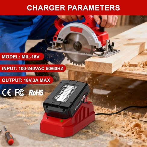 Powilling 18V Rapid Battery Charger Station for 48-11-1850 18V Charger Compatible with Milwaukee 18 Volt Lithium Battery(Not Made in Milwaukee) in Kuwait