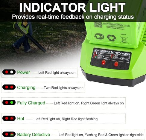 شاحن بطارية 40 فولت متوافق مع بطارية Greenworks 40V G MAX 29462 29472 29482 2939202 BAF704 شاحن سريع in Kuwait