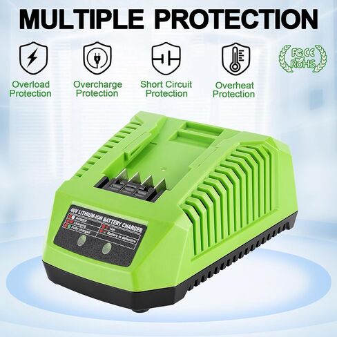 شاحن بطارية 40 فولت متوافق مع بطارية Greenworks 40V G MAX 29462 29472 29482 2939202 BAF704 شاحن سريع in Kuwait