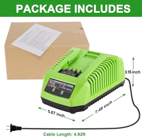 شاحن بطارية 40 فولت متوافق مع بطارية Greenworks 40V G MAX 29462 29472 29482 2939202 BAF704 شاحن سريع in Kuwait