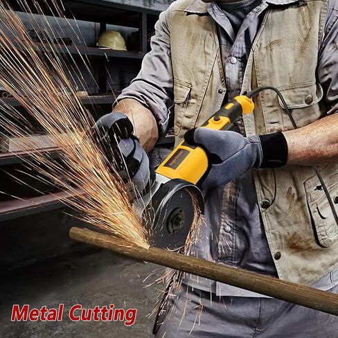 Angle Grinder 5 Inch 10.0 Amp 1280W Electric Grinder Tool,6-Variable-Speed, 11000 RPM, Paddle Switch with Lock-on Button, Professional Tool for Metal Cutting & Grinding and Polishing in Kuwait
