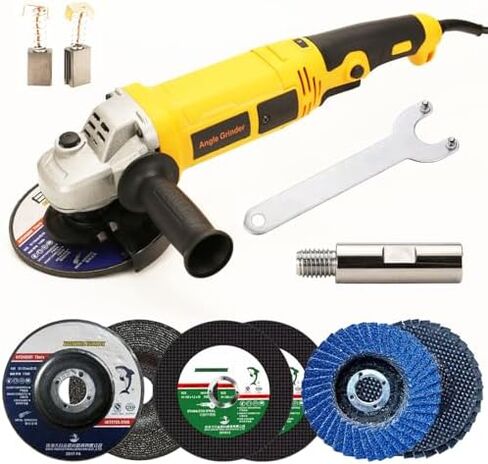 Angle Grinder 5 Inch 10.0 Amp 1280W Electric Grinder Tool,6-Variable-Speed, 11000 RPM, Paddle Switch with Lock-on Button, Professional Tool for Metal Cutting & Grinding and Polishing in Kuwait