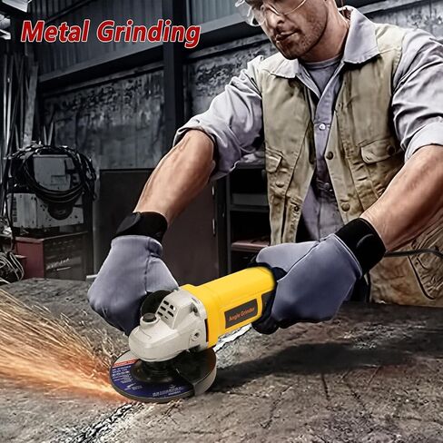 Angle Grinder 5 Inch 10.0 Amp 1280W Electric Grinder Tool,6-Variable-Speed, 11000 RPM, Paddle Switch with Lock-on Button, Professional Tool for Metal Cutting & Grinding and Polishing in Kuwait