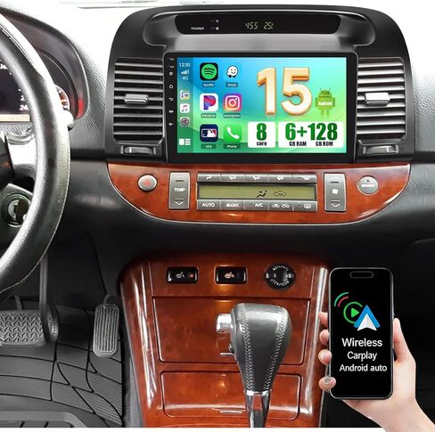 2+32G Android 11 ستيريو سيارة لراديو تويوتا كامري 2000-2006 مع Carplay لاسلكي Android Auto، شاشة لمس سعوية 9 بوصة، مستقبل صوت السيارة يدعم HiFi WiFi GPS Navigation SWC، كاميرا احتياطية + ميكروفون in Saudi Arabia