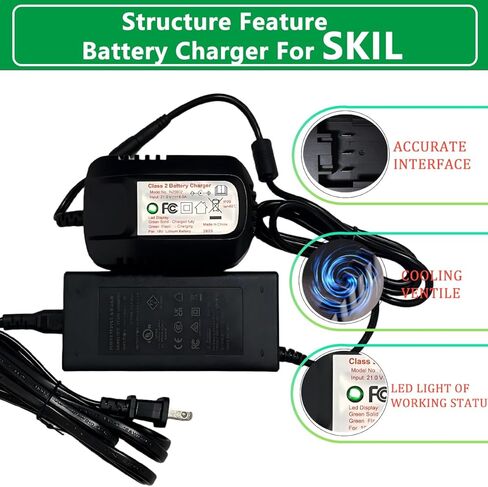 شاحن بطارية Skil 20V 6.0 A SC535801 QC536001 CB5196B-11 للشحن BY519601 BY519603 BY519701 BY519702 BY519703 BY5100B-00 … in Kuwait