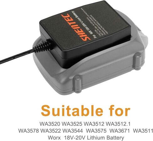شاحن ليثيوم Shentec 18 فولت و20 فولت متوافق مع بطارية Worx WA3875 Wa3757 Wa3578 WA3525 Wa3522 WA3544 WA3512 WA3520 WA3525 WA3512.1 WA3742 WA3732 WA3847 in Kuwait