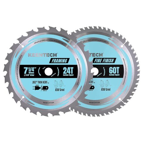 KEENTECH 7-1/4 Inch Circular Saw Blade Set 24T + 60T by 5/8" Bore for Cutting Plywood, MDF, OSB, Longer Service Life, 2-Pack in Kuwait