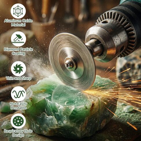 Diamond Cutting Wheel Kit, 20 Pcs 545 Diamond Cutting Wheels(22mm) for Rotary Tools with 4 Pcs 402 Mandrels and 1 Pc Screwdriver, Cutting Blade Set for DIY, Engraving and Grinding of Hard Materials in Kuwait