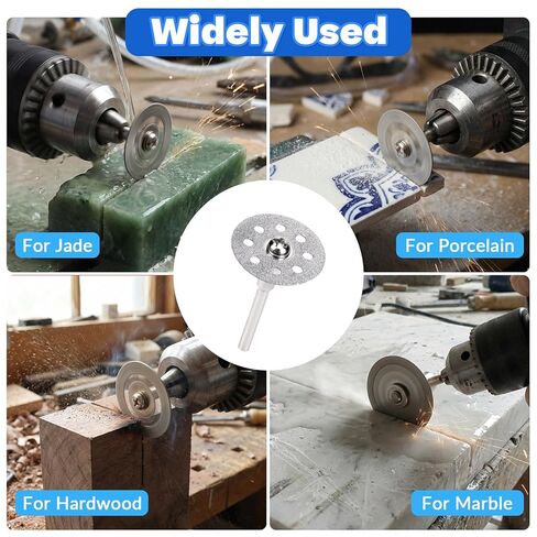 Diamond Cutting Wheel Kit, 20 Pcs 545 Diamond Cutting Wheels(22mm) for Rotary Tools with 4 Pcs 402 Mandrels and 1 Pc Screwdriver, Cutting Blade Set for DIY, Engraving and Grinding of Hard Materials in Kuwait
