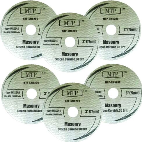 حزمة العلامة التجارية MTP مكونة من 6 عجلات حجرية مقاس 3 بوصات متوافقة للاستخدام مع منشار SM520c Max Rigid R87547B Milwaukee 2522-20 أداة القطع - 7/16 بوصة in Kuwait